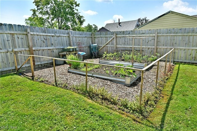 437 Hazel St, Girard, OH 44420 - fenced backyard featuring a vegetable garden
