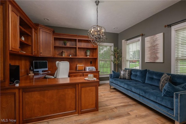 3595 Vineyard Ave NW, Canton, OH 44708 - office area featuring light wood-type flooring and a chandelier