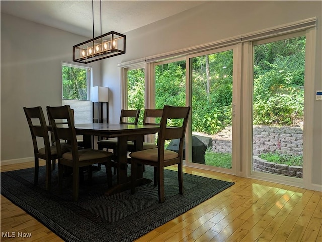 1949 Columbus Rd, Cleveland, OH 44113 - dining room with healthy amount of natural light, wood finished floors, and a chandelier