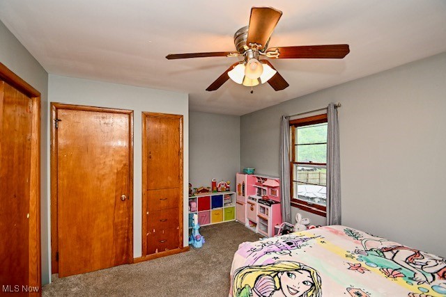 3364 Cormany Rd, Akron, OH 44319 - bedroom featuring carpet flooring, multiple closets, and ceiling fan