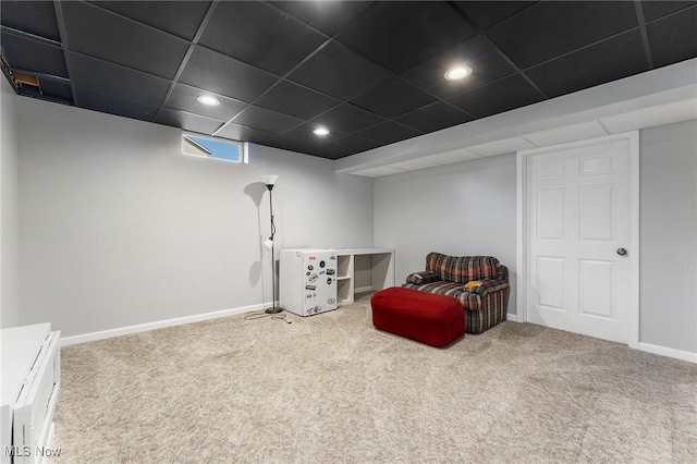 4670 King Meadow Trl, Kent, OH 44240 - sitting room with carpet, recessed lighting, and a paneled ceiling