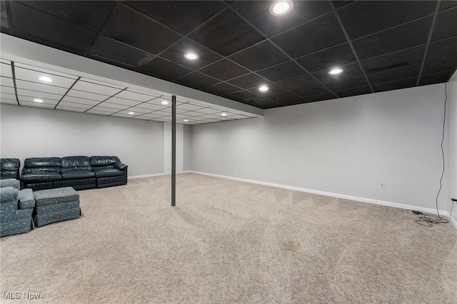 4670 King Meadow Trl, Kent, OH 44240 - finished below grade area with carpet, recessed lighting, and a drop ceiling