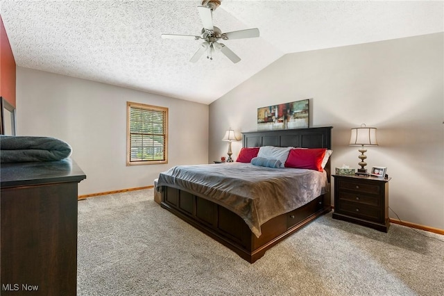 4670 King Meadow Trl, Kent, OH 44240 - bedroom with carpet, vaulted ceiling, a ceiling fan, and a textured ceiling