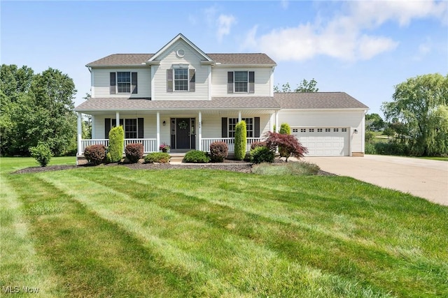4670 King Meadow Trl, Kent, OH 44240 - colonial house with an attached garage, driveway, a front lawn, and a porch