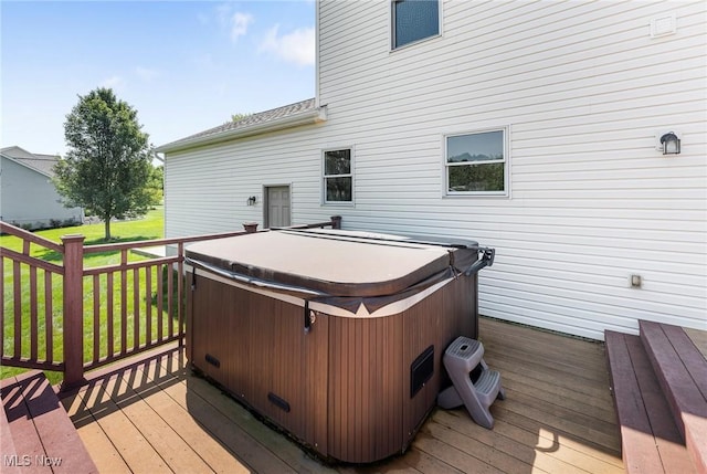 4670 King Meadow Trl, Kent, OH 44240 - wooden deck featuring a hot tub and a yard