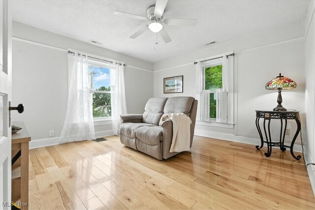 201 E Spring St, Marietta, OH 45750 - sitting room featuring light wood-style floors and a ceiling fan