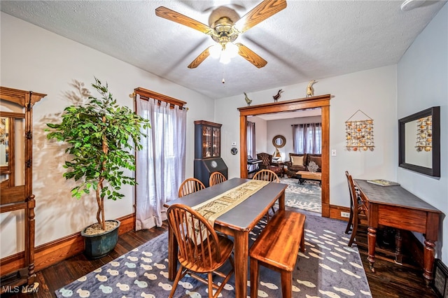 1833 W 7th St, Ashtabula, OH 44004 - dining room with plenty of natural light, ceiling fan, a textured ceiling, and wood finished floors