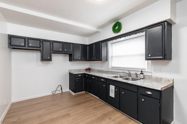 2830 Harmont Ave NE, Canton, OH 44705 - kitchen with dark cabinetry, light wood-type flooring, and light countertops