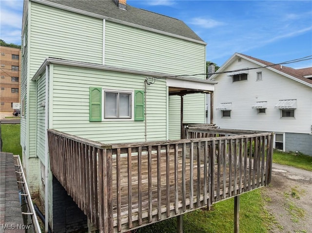 3480 Central Ave, Shadyside, OH 43947 - rear view of house with a deck and a shingled roof