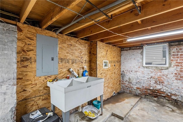 3480 Central Ave, Shadyside, OH 43947 - unfinished basement with electric panel and a sink
