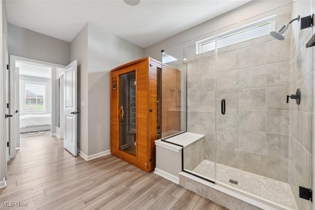 23761 St Andrews Dr, Columbia Station, OH 44028 - ensuite bathroom with wood finished floors and a shower stall