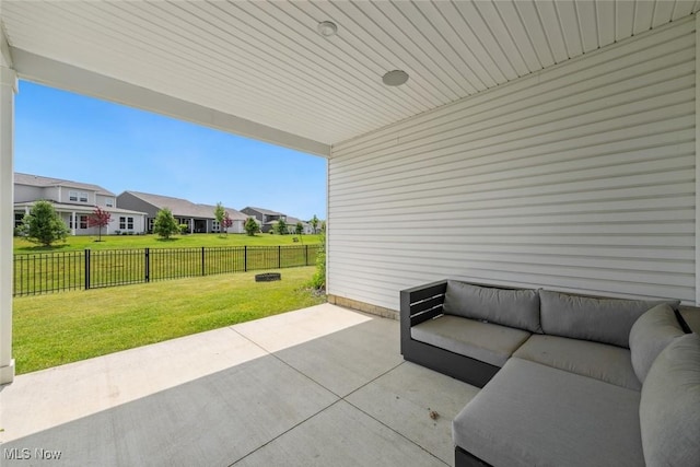 23761 St Andrews Dr, Columbia Station, OH 44028 - fenced backyard with outdoor lounge area, a patio area, and a residential view