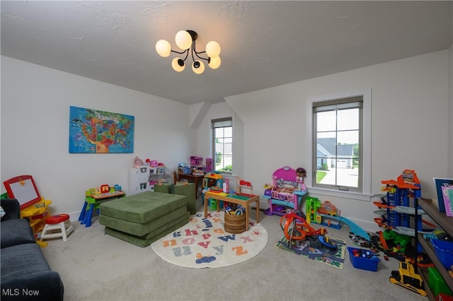 7324 Roman Ave NW, Massillon, OH 44646 - game room featuring carpet floors and a chandelier