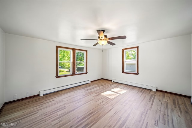 416 N Hambden St, Chardon, OH 44024 - spare room featuring baseboard heating, a baseboard heating unit, plenty of natural light, and a ceiling fan