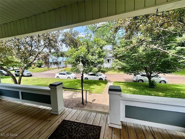 623 N 7th St, Marietta, OH 45750 - wooden terrace featuring a lawn