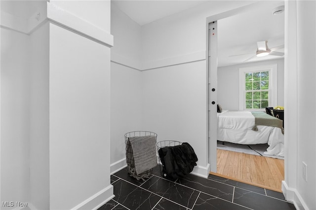 3294 Avalon Rd, Shaker Heights, OH 44120 - interior space with dark marble finish floors and ceiling fan