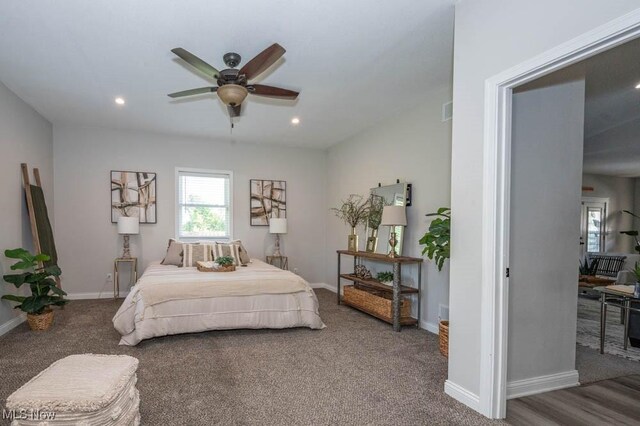 2692 Aspen Dr, Girard, OH 44420 - bedroom with carpet floors, recessed lighting, and ceiling fan