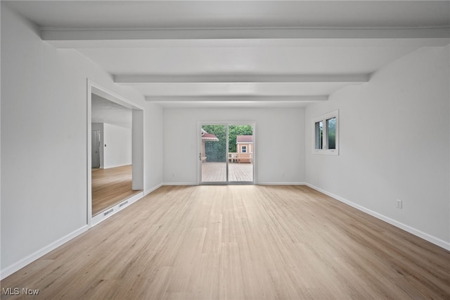 3612 Vezber Dr, Seven Hills, OH 44131 - empty room featuring wood finished floors and beamed ceiling
