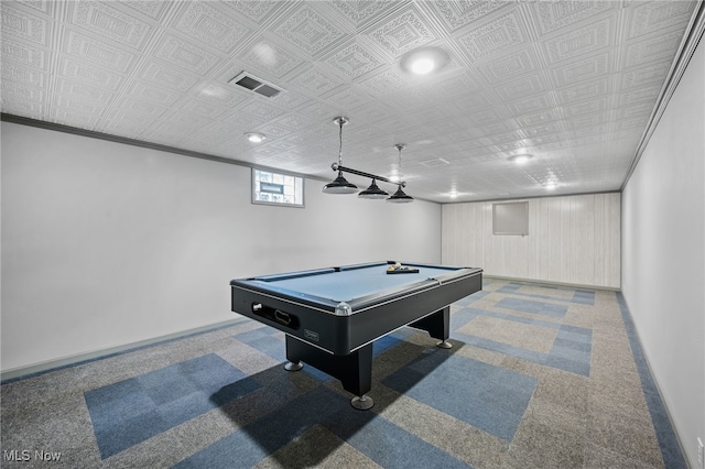 3612 Vezber Dr, Seven Hills, OH 44131 - game room with carpet flooring, billiards, and ornamental molding