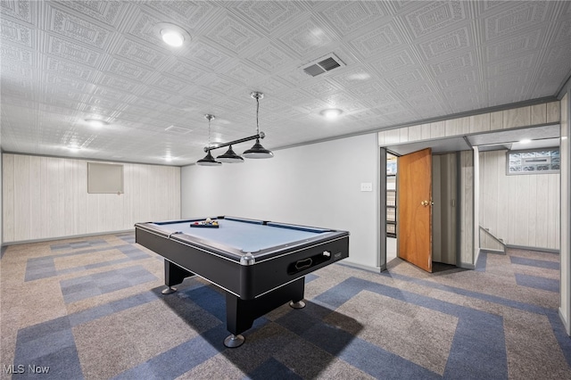 3612 Vezber Dr, Seven Hills, OH 44131 - playroom with carpet, billiards, and wood walls