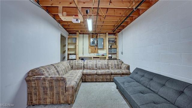 816 Vincent Dr, Loudonville, OH 44842 - carpeted living room featuring electric panel