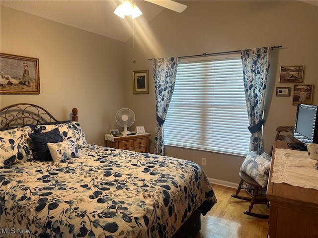 5-118 The Flds, Williamstown, WV 26187 - bedroom featuring light wood-type flooring, multiple windows, lofted ceiling, and ceiling fan