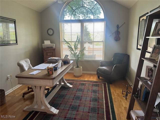 5-118 The Flds, Williamstown, WV 26187 - office area with lofted ceiling, wood finished floors, and healthy amount of natural light