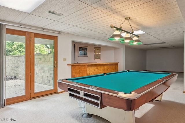 118 Steeplechase Ln, Munroe Falls, OH 44262 - rec room featuring carpet floors, bar, and billiards table
