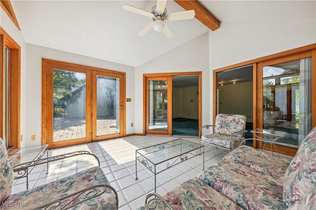 118 Steeplechase Ln, Munroe Falls, OH 44262 - living area featuring tile patterned floors and a ceiling fan