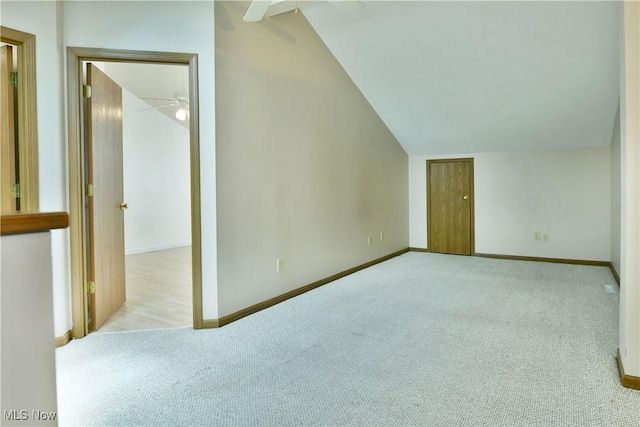 3406 Ivy Hill Cir Unit B, Cortland, OH 44410 - additional living space featuring lofted ceiling, carpet floors, and ceiling fan