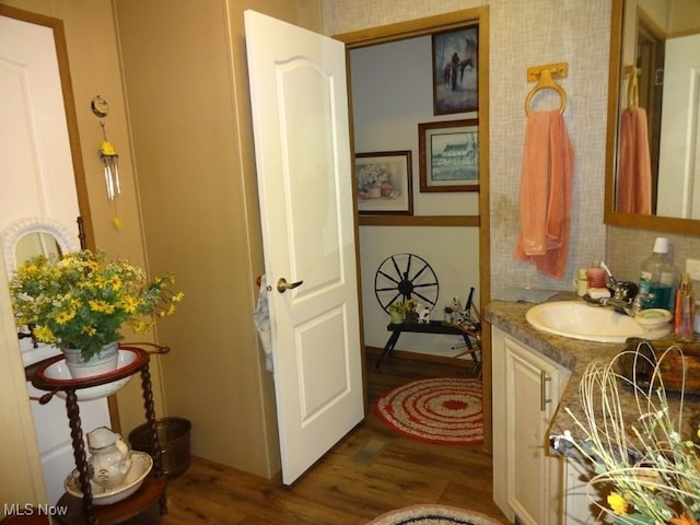1389 Middle Fork Rd, Millstone, WV 25261 - bathroom featuring wood finished floors and a sink
