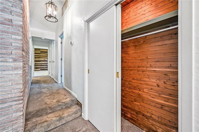 1130 Dairy Ln, East Liverpool, OH 43920 - corridor with carpet floors and wooden walls
