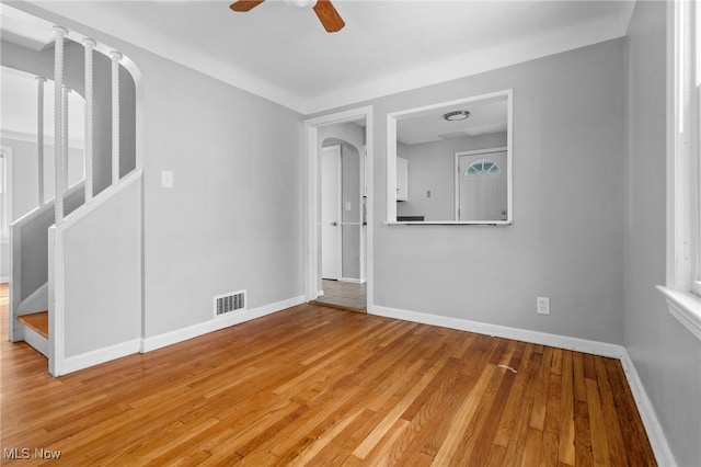 19501 Libby Rd, Maple Heights, OH 44137 - empty room featuring ceiling fan and light wood-style flooring