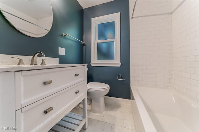 17207 Maple Heights Blvd, Maple Heights, OH 44137 - bathroom featuring marble finish floors, vanity, and shower / bathtub combination