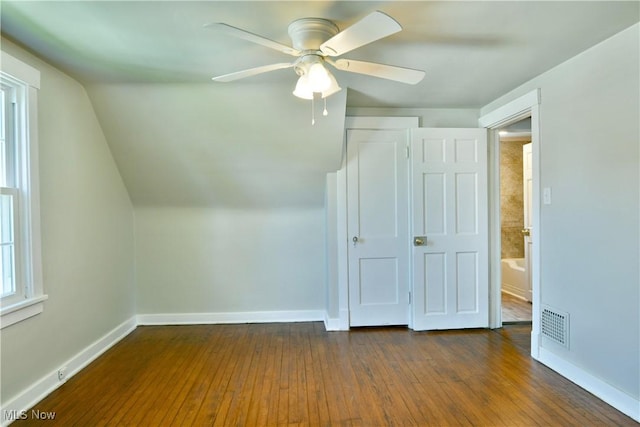 400 Spring St, Struthers, OH 44471 - bonus room with dark wood-style flooring, ceiling fan, and lofted ceiling