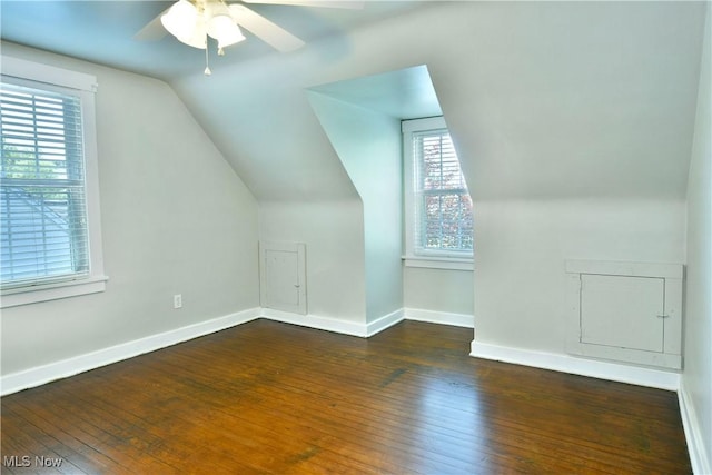 400 Spring St, Struthers, OH 44471 - additional living space featuring lofted ceiling, ceiling fan, healthy amount of natural light, and hardwood / wood-style floors