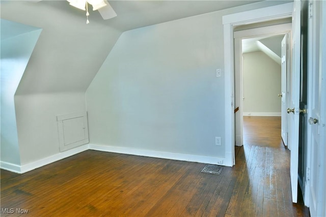 400 Spring St, Struthers, OH 44471 - additional living space featuring vaulted ceiling, ceiling fan, and dark wood-style floors