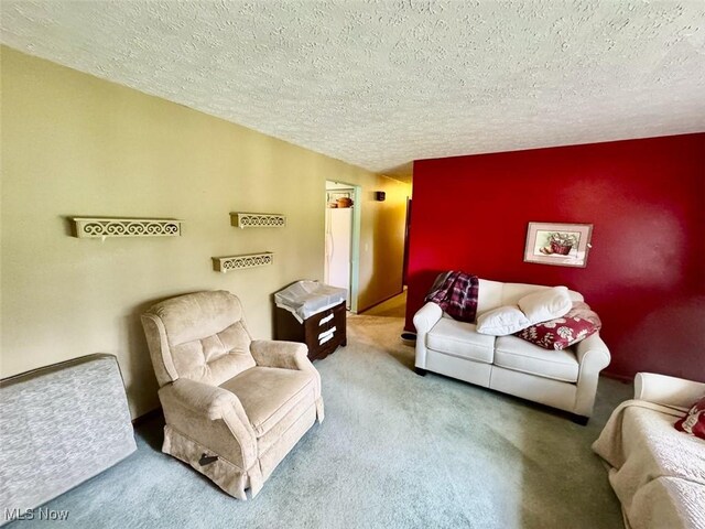 7621 Sandpiper Ave NW, North Canton, OH 44720 - carpeted living room with a textured ceiling