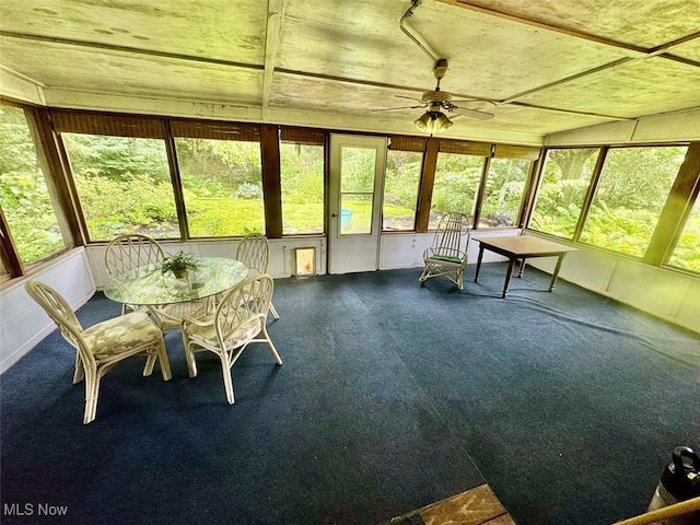 7621 Sandpiper Ave NW, North Canton, OH 44720 - sunroom / solarium with a ceiling fan, plenty of natural light, and carpet flooring
