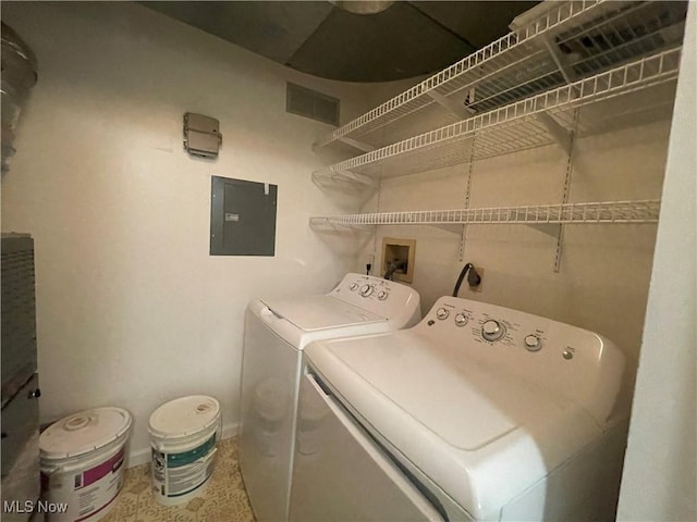 1304 Cedarwood Dr Unit D2, Westlake, OH 44145 - washroom with electric panel and washer and dryer