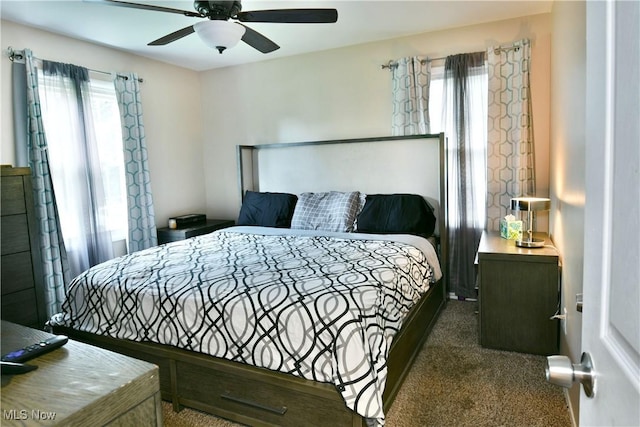 3992 Allenwood Dr SE, Warren, OH 44484 - bedroom featuring carpet floors, multiple windows, and ceiling fan
