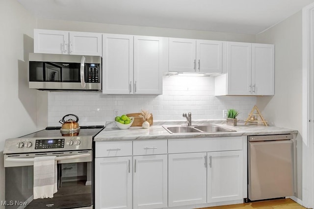25801 Lake Shore Blvd Unit 28, Euclid, OH 44132 - kitchen with appliances with stainless steel finishes, white cabinets, and backsplash