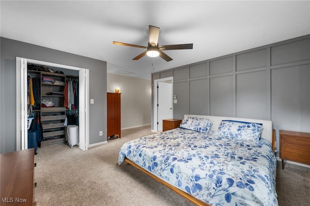 6190 Fitch Rd, North Olmsted, OH 44070 - bedroom with light colored carpet, a ceiling fan, and a closet