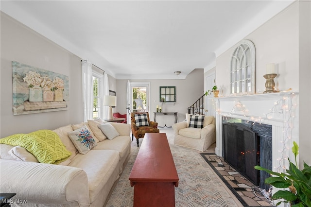 5100 Edenhurst Rd, Lyndhurst, OH 44124 - living room with a high end fireplace and stairs