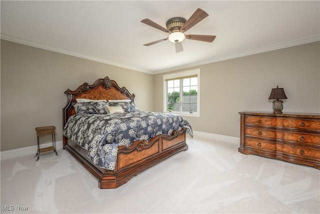 8309 Gentry St NW, Massillon, OH 44646 - carpeted bedroom featuring ornamental molding and a ceiling fan