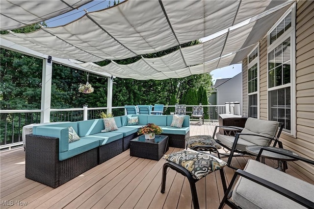 2720 Pinegate Dr, Norton, OH 44203 - wooden terrace with an outdoor living space and a pergola