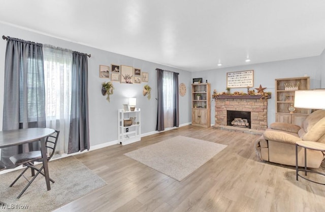 201 Noble St W, East Canton, OH 44730 - living room featuring light wood-type flooring and a fireplace