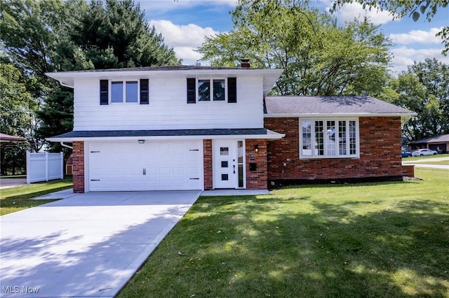 1303 E Dartmoor Ave, Seven Hills, OH 44131 - tri-level home with brick siding, a garage, and a front lawn