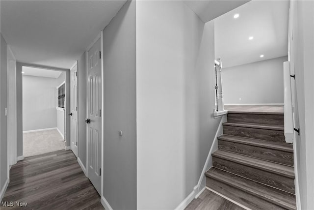 1303 E Dartmoor Ave, Seven Hills, OH 44131 - staircase with wood finished floors and recessed lighting