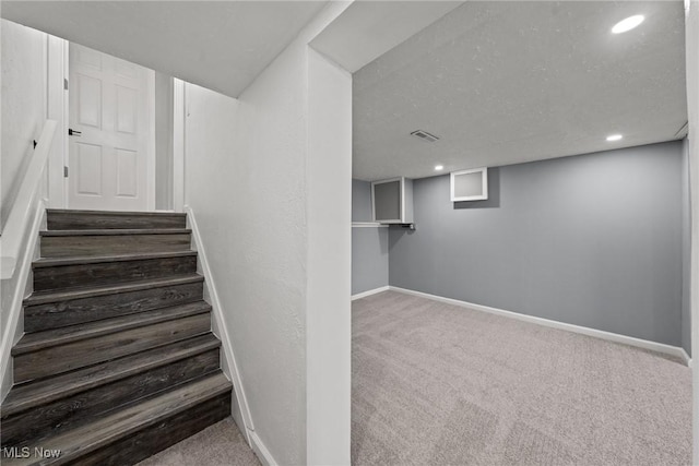 1303 E Dartmoor Ave, Seven Hills, OH 44131 - staircase with carpet flooring and recessed lighting